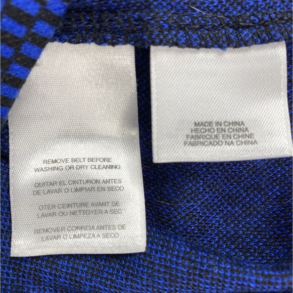 Jones New York‎ Dress Womens S Cobalt Blue Black Fit Flare Midi V Neck No Belt - Picture 11 of 12